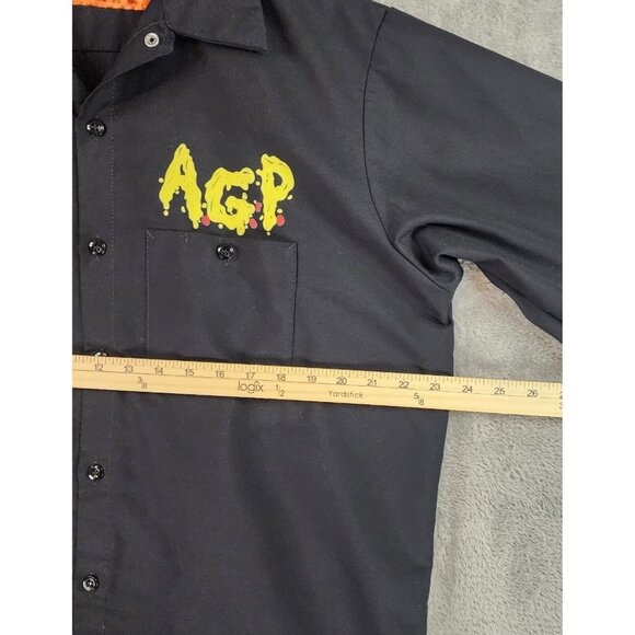 Red Kap Shirt Mens Large Black Above Ground Pizza Logo Button Up Short Sleeve - Picture 4 of 10